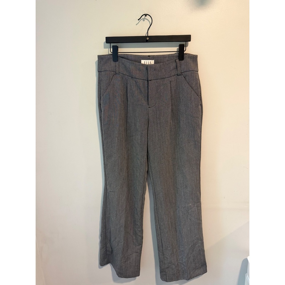 Elle Womens Gray Textured Wide Leg Dress Pants Size‎ 10 Office Professional Work